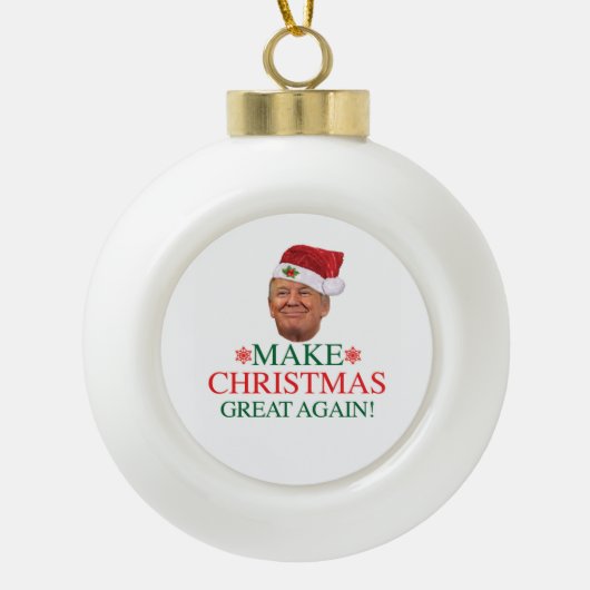 ドナルドトランプ – 再素晴らしクリスマスオーナメント セラミックボールオーナメント (正面)