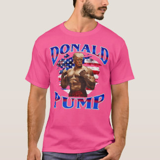ドナルドポンプジムおもしろいトレーニングフィットネスウエイトリフチン Tシャツ