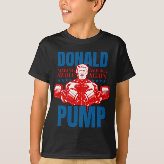 ドナルドポンプスワールアメリカトランプ重量挙げ Tシャツ (正面)
