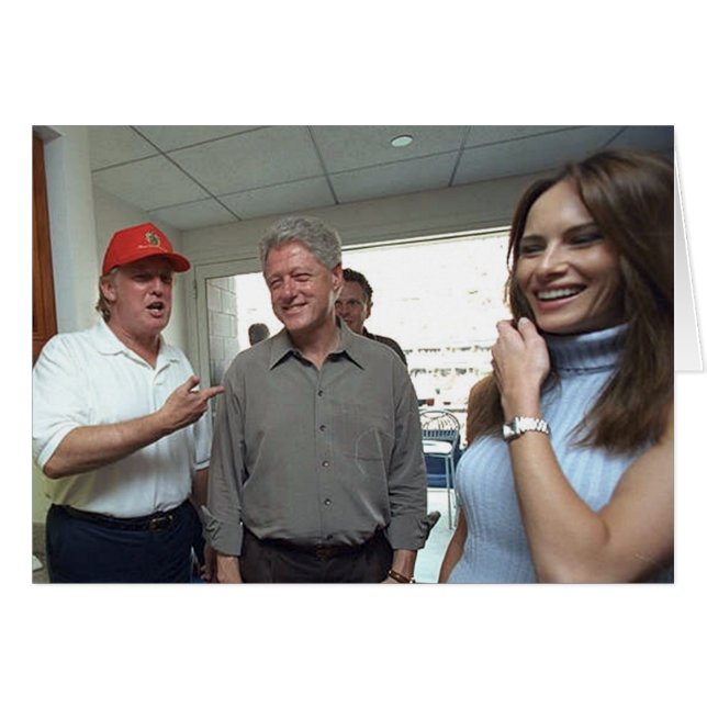 ドナルド及びMelania切札及びBill Clinton (正面横)