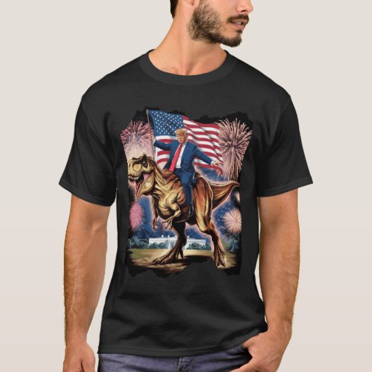 ドナルド大統領Tレックス恐竜ホワイトハウス Tシャツ (正面)