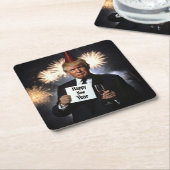 ドナルド祝ン・トランプスタイル スクエアペーパーコースター (アングル)