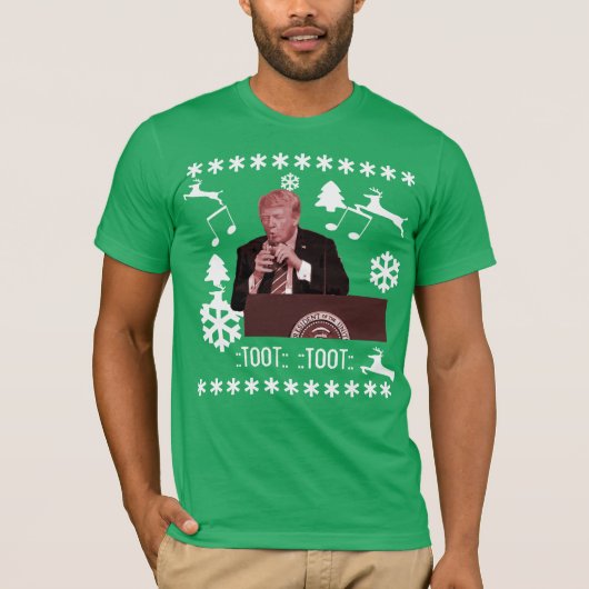 ドナルド遊・トランプのクリスマスボトル醜いTシャツ Tシャツ (正面)