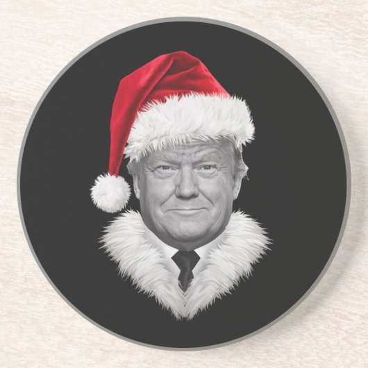 ドナルド・トランプおもしろい・クリスマスサンタハットギフト コースター (正面)