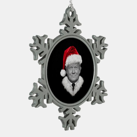 ドナルド・トランプおもしろい・クリスマスサンタハットギフト スノーフレークピューターオーナメント (左)