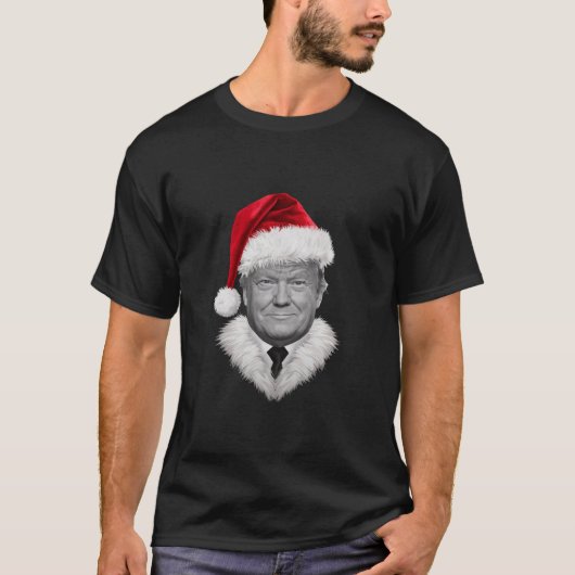 ドナルド・トランプおもしろい・クリスマスサンタハットギフト Tシャツ (正面)