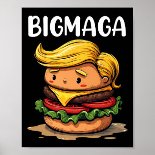ドナルド・トランプがポテトフライドとハンバーガーを作る面白いデザイン ポスター