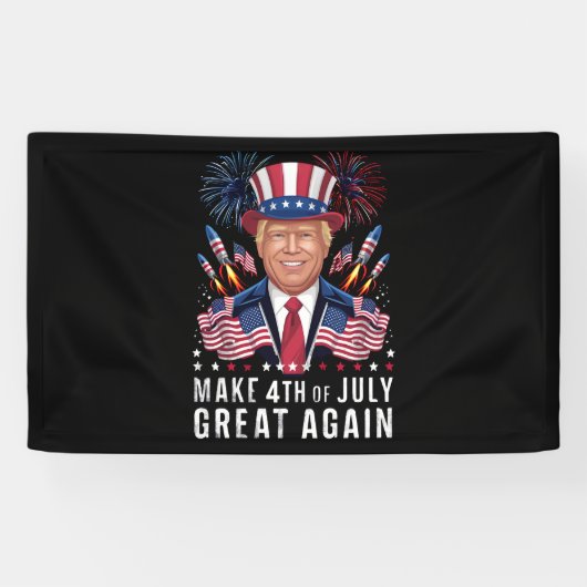 ドナルド・トランプが再び偉大な7月4日を 横断幕 (横)