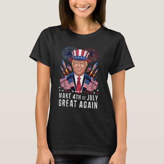ドナルド・トランプが再び偉大な7月4日を Tシャツ (正面)