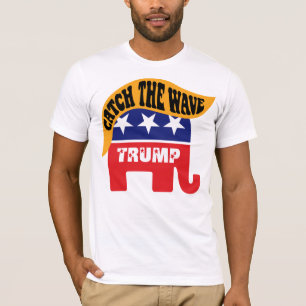 ドナルド・トランプが波に乗る - GOP象の髪型 Tシャツ