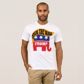 ドナルド・トランプが波に乗る - GOP象の髪型 Tシャツ (正面フル)