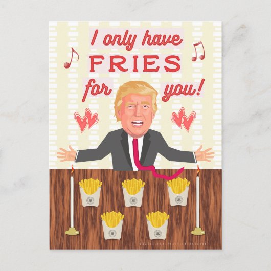 ドナルド・トランプのおもしろいなファースト・フードはバレンタインデーを揚げます シーズンポストカード (正面)