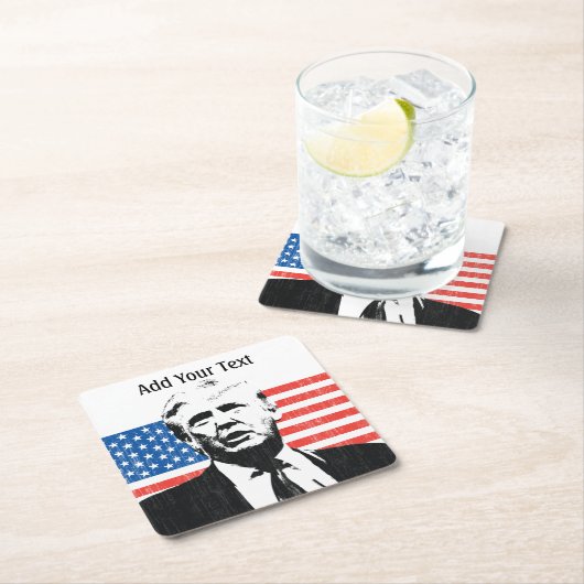 ドナルド・トランプの米国旗のカスタムの文字 スクエアペーパーコースター (インサイチュ)