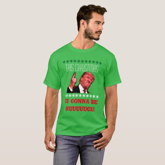 ドナルド・トランプの緑の醜いクリスマスのTシャツ Tシャツ (正面フル)