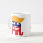 ドナルド・トランプの髪型と共和党ゾウのロゴ コーヒーマグカップ (正面左)