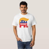 ドナルド・トランプの髪型と共和党ゾウのロゴ Tシャツ (正面フル)