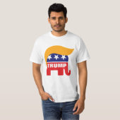 ドナルド・トランプの髪型と共和党ゾウのロゴ Tシャツ (正面フル)