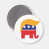 ドナルド・トランプの髪型と共和党ゾウロゴ マグネット (正面/裏面)