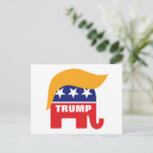 ドナルド・トランプの髪型とGOP象のロゴ ポストカード (スタンド正面)