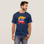 ドナルド・トランプの髪型共和党ゾウロゴ Tシャツ (正面フル)