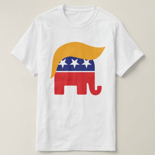 ドナルド・トランプの髪型 GOP エレファント ロゴ Tシャツ (デザイン正面)