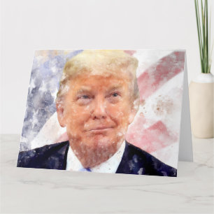 ドナルド・トランプはアメリカ国旗で微笑んでいる サンキューカード