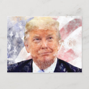 ドナルド・トランプはアメリカ国旗で微笑んでいる ポストカード