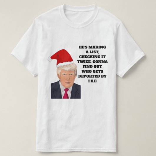 ドナルド・トランプサンタクロースのおもしろいなクリスマスのTシャツ Tシャツ (デザイン正面)