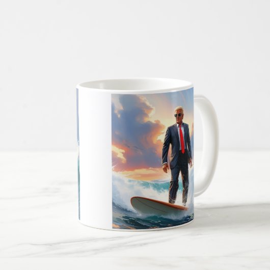 ドナルド・トランプサーフィン自由アメリカ合衆国マガ像 コーヒーマグカップ (正面右)