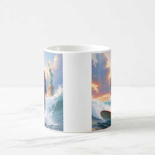 ドナルド・トランプサーフィン自由アメリカ合衆国マガ像 コーヒーマグカップ (中央)