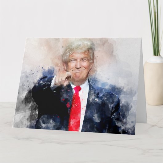 ドナルド・トランプポートレート水色 サンキューカード (正面)