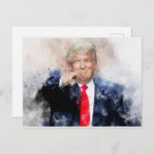 ドナルド・トランプポートレート水色 ポストカード (正面/裏面)