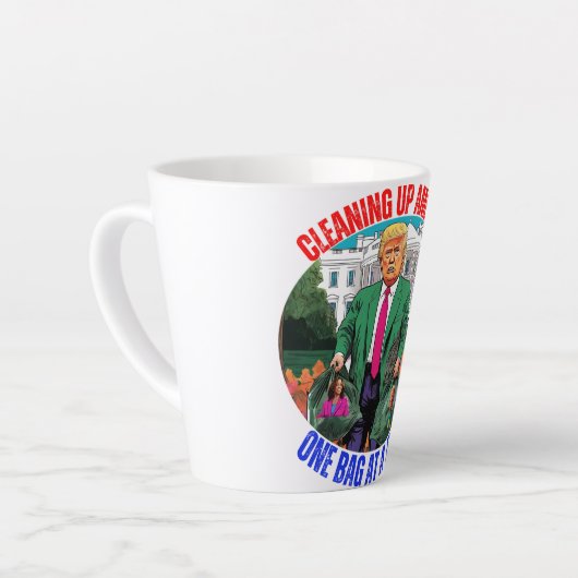 ドナルド・トランプ一度にアメリカを一つのバッグで浄化 カフェラテマグ (左アングル)