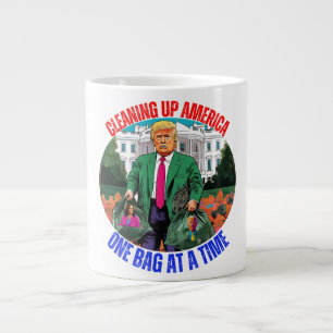 ドナルド・トランプ一度にアメリカを一つのバッグで浄化 ジャンボコーヒーマグカップ