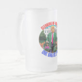 ドナルド・トランプ一度にアメリカを一つのバッグで浄化 フロストグラスビールジョッキ (正面左)