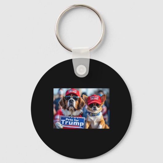 ドナルド・トランプ再びレッドハット2024デブ犬を安全にする キーホルダー (正面)