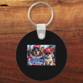 ドナルド・トランプ再びレッドハット2024デブ犬を安全にする キーホルダー (正面)