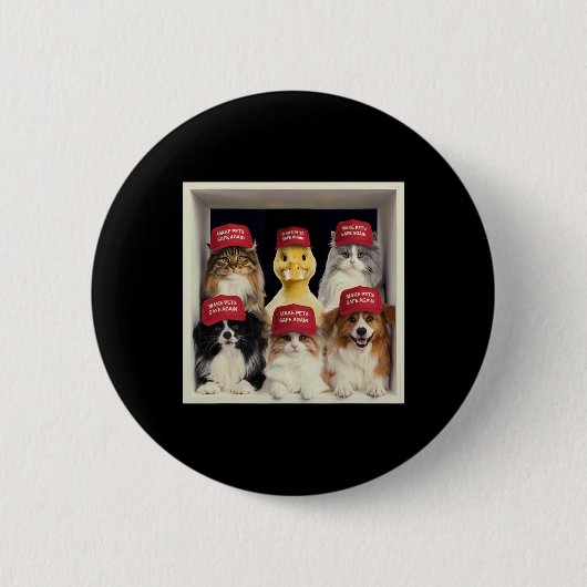 ドナルド・トランプ再び安全なペットを作るレッドハット2024 Deb 缶バッジ (正面)