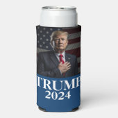 ドナルド・トランプ写真 – トランプ2024保アメリカ素晴らし スリム缶クーラー (Seltzer裏面)