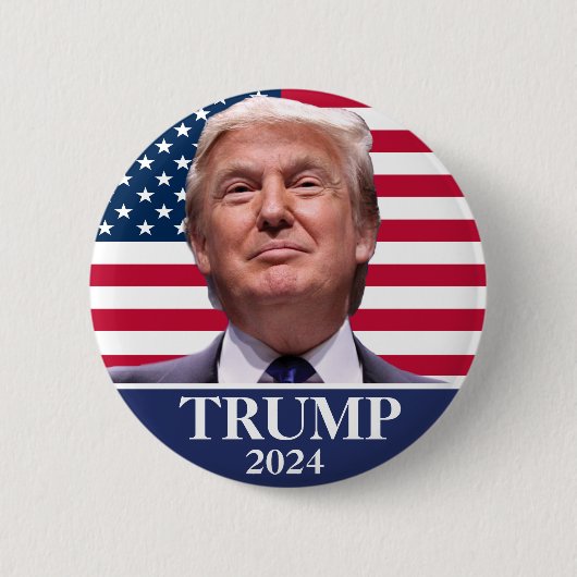ドナルド・トランプ写真 – 2024年ピンバック社長 缶バッジ (正面)