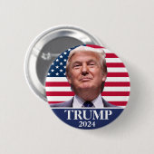 ドナルド・トランプ写真 – 2024年ピンバック社長 缶バッジ (正面&裏面)