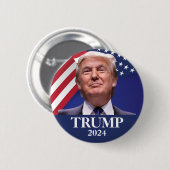 ドナルド・トランプ写真 – 2024年ピンバック社長 缶バッジ (正面&裏面)
