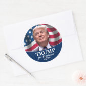 ドナルド・トランプ写真 – 2024年社長 ラウンドシール (封筒)