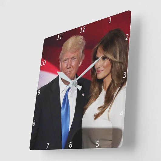 ドナルド・トランプ及びMELANIA大統領 スクエア壁時計 (傾斜)