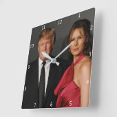 ドナルド・トランプ及びMELANIA大統領 スクエア壁時計 (傾斜)