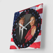 ドナルド・トランプ及びMELANIA大統領 スクエア壁時計 (傾斜)