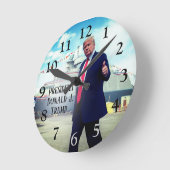 ドナルド・トランプ大統領が海軍艦艇を支持 ラウンド壁時計 (傾斜)