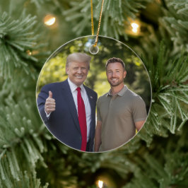 ドナルド・トランプ大統領との写真2024 おもしろい セラミックオーナメント