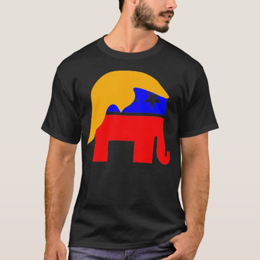ドナルド・トランプ大統領と共和党ゾウ・マス Tシャツ (正面)