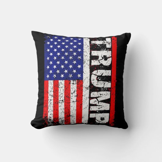ドナルド・トランプ大統領ヴィンテージ米国国旗 クッション (正面)